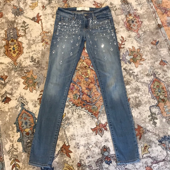 Abercrombie jeweled Jeans size 0 long - Picture 1 of 5